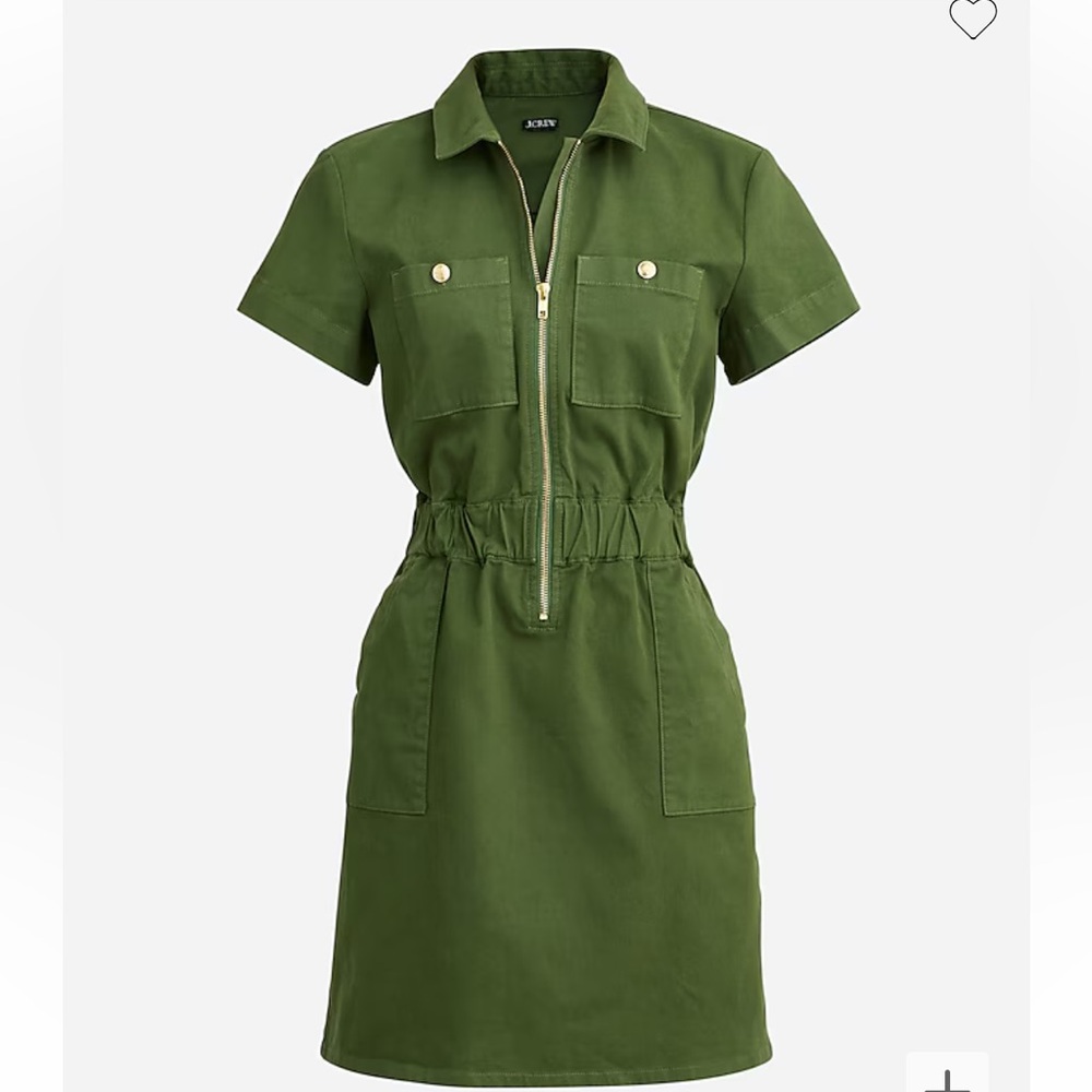 J CREW Zip-front chino dress SIZE  10 ARMY GREEN NWT